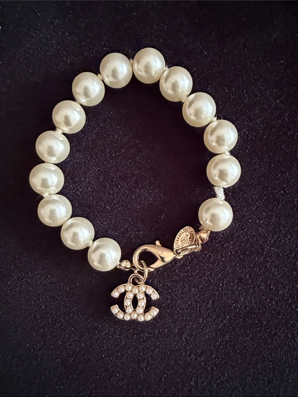 Chanel Pearl Charm Bracelet in Ivory and Gold